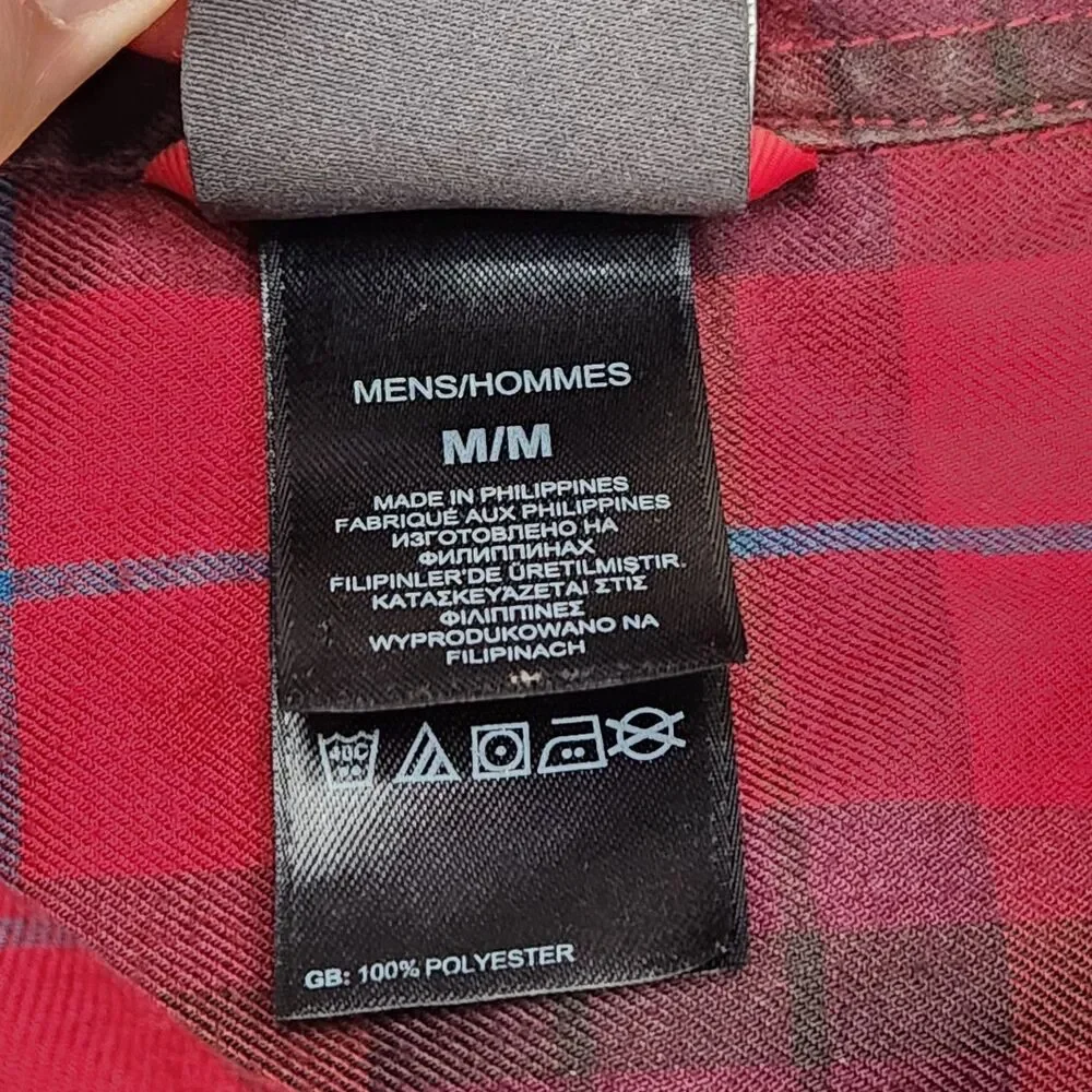 The North Face Shirt Men's M Red Plaid Long Sleeve Snap Up Pockets Outdoor
